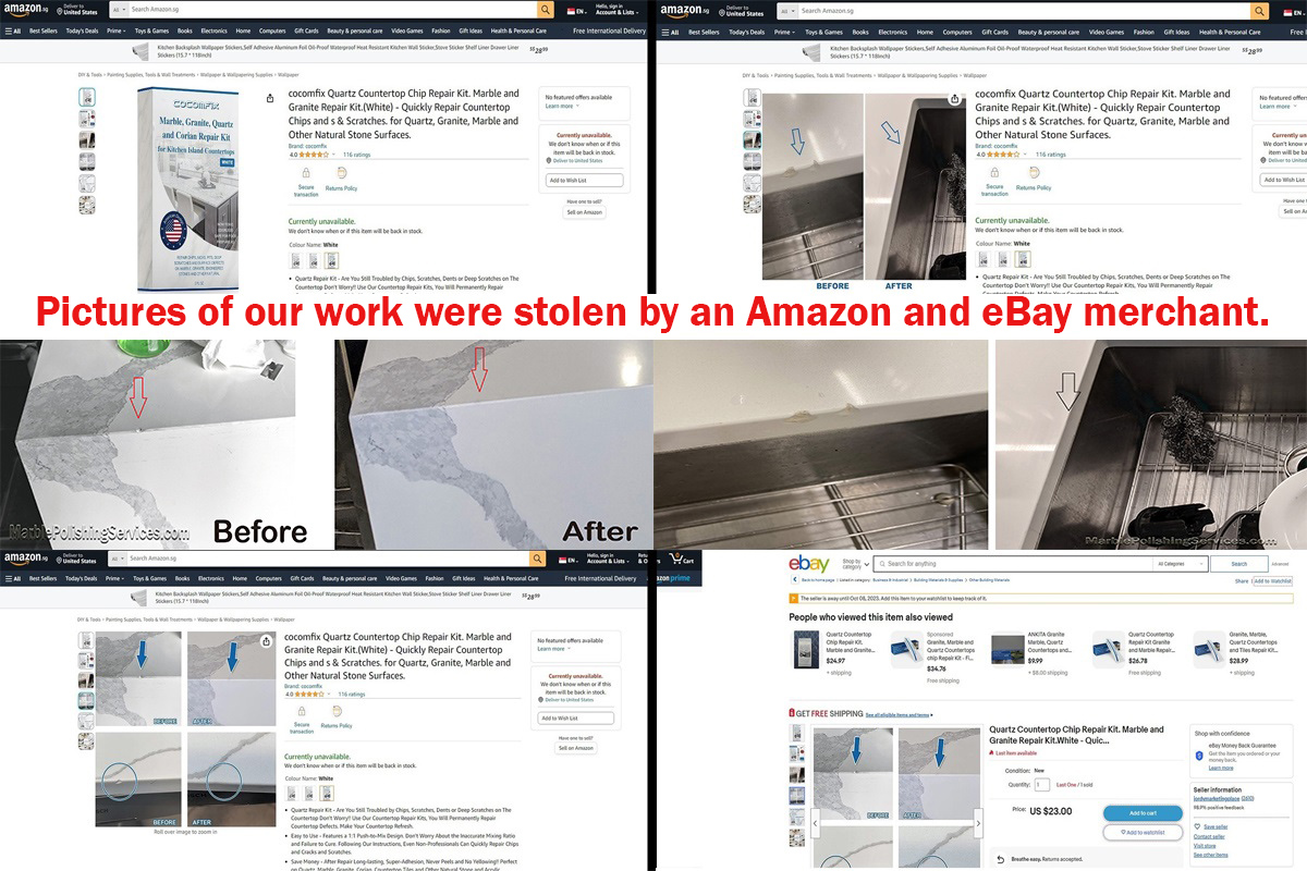 Pictures of our work were stolen by an Amazon and eBay merchant.